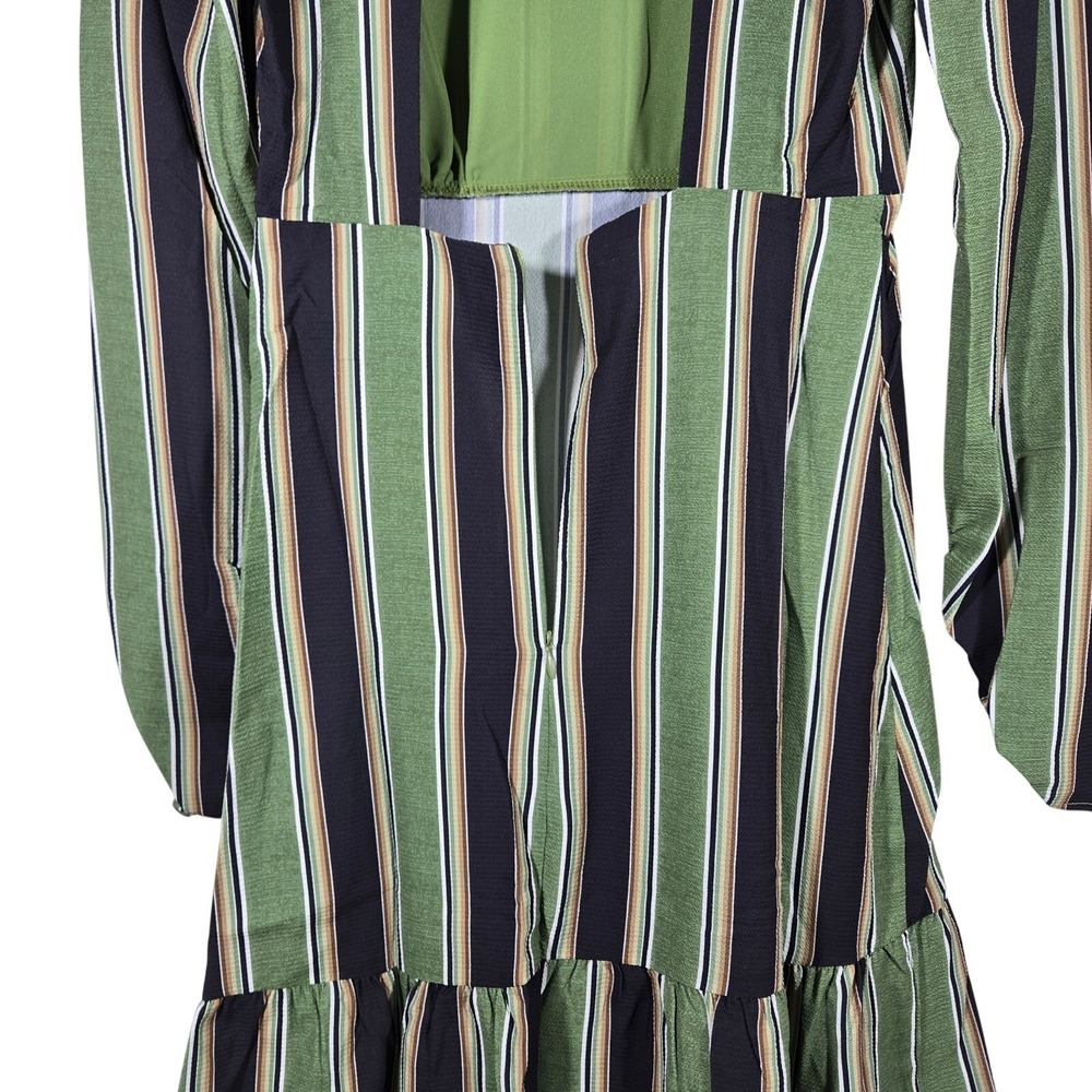 Area Stars Stripe Long Tiered Dress Green Black‎ XS ASDJ23308GS Open Back Maxi - Picture 4 of 9